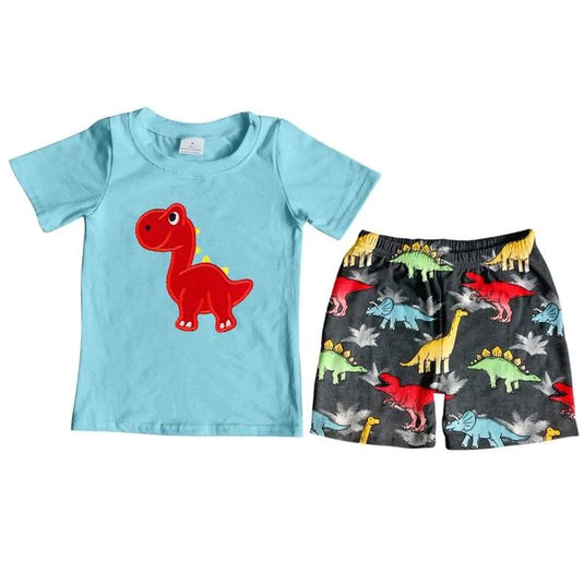 Embroidery boys summer shorts sets