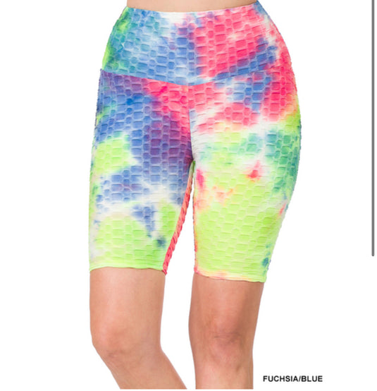 ATHLETIC TIE DYE HIGH WAISTED BIKER SHORTS