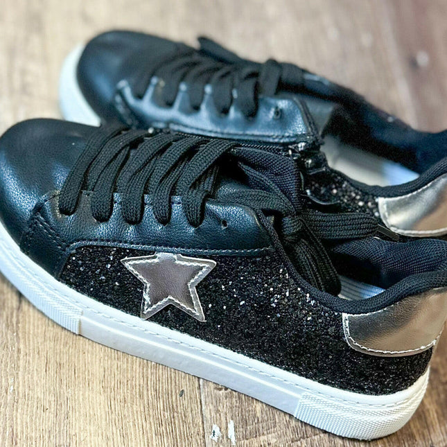 Black Star Glitter Sneakers