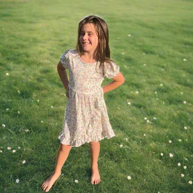 Flower Printed Ruffle Hem Dress