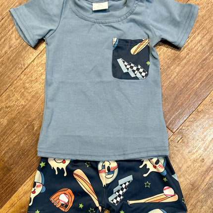 Baseball checkered Summer Short Set