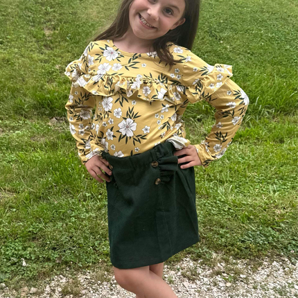 Mustard Floral Ruffle set