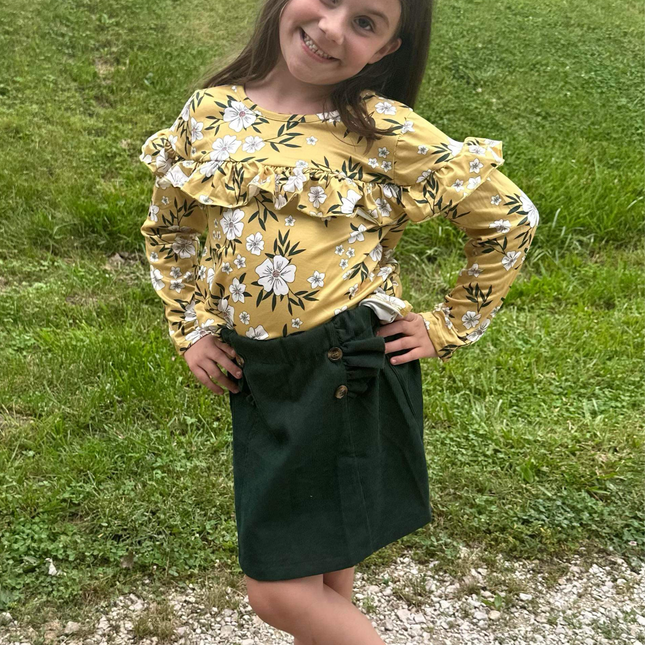 Mustard Floral Ruffle set