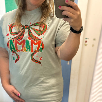 Coquette Christmas Bow Mama Tshirt
