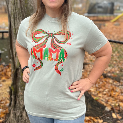 Coquette Christmas Bow Mama Tshirt