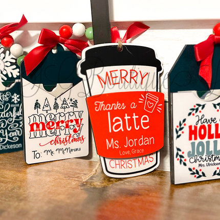 Merry Merry Merry Christmas Personalized Gift Card hold & Ornament