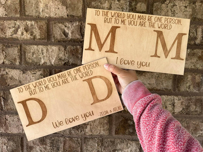Mom & Dad 6x11 Handprint wood signs