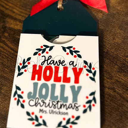 Make it a Personalized Holly Jolly Christmas ornament & gift card holder