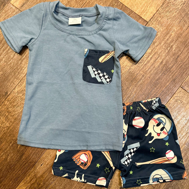 Baseball checkered Summer Short Set