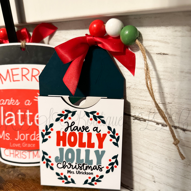 Make it a Personalized Holly Jolly Christmas ornament & gift card holder