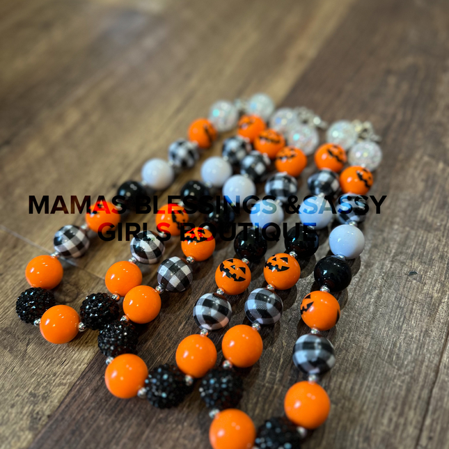 Pumpkin Plaid &Glitz Necklace