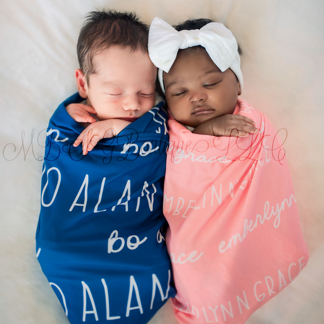 Two Fonts Personalized Swaddles