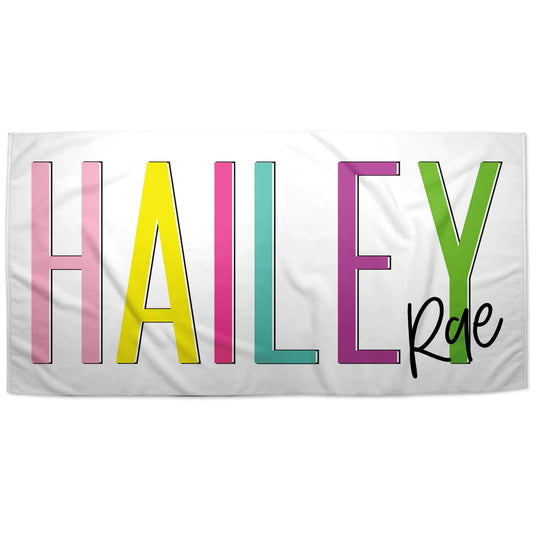 Multi-Color Outline Word Towel