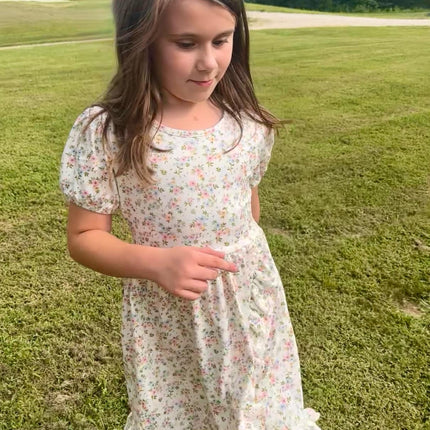 Flower Printed Ruffle Hem Dress