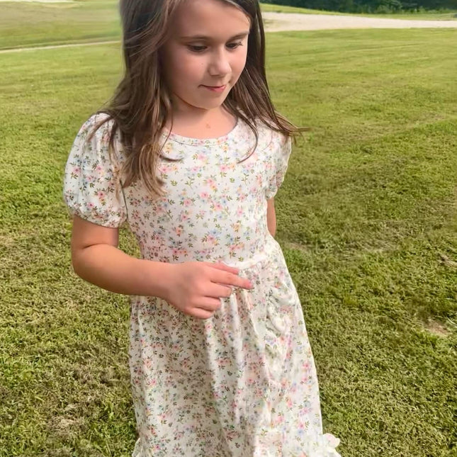Flower Printed Ruffle Hem Dress