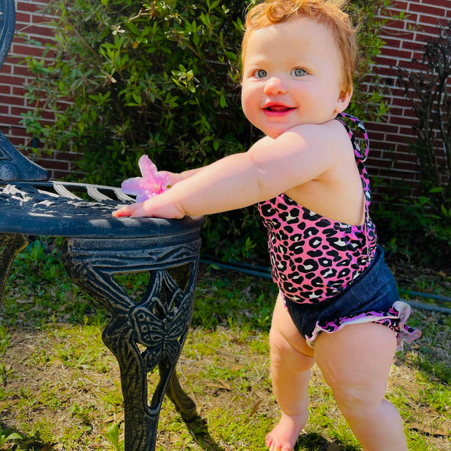 Pink leopard matching bummie set