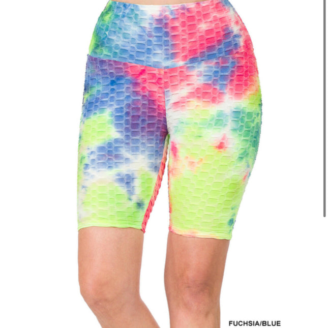 ATHLETIC TIE DYE HIGH WAISTED BIKER SHORTS