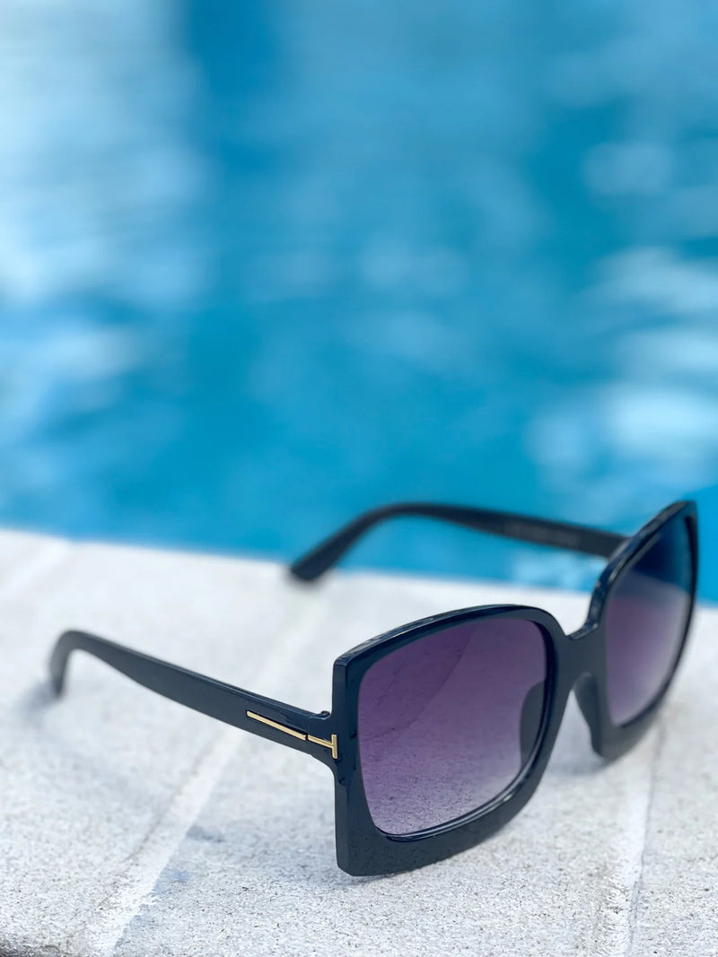 Load image into Gallery viewer, “Big Dreams” Black Square Sunglasses
