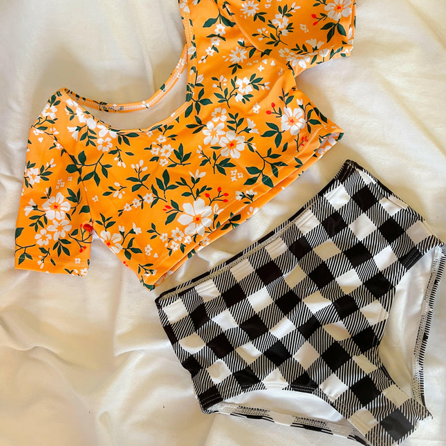 Yellow Floral Bathing suit