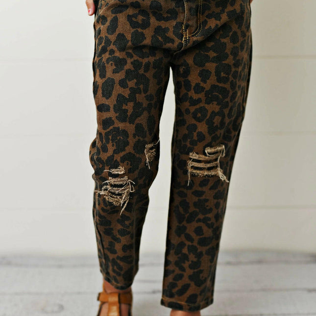Teal Leopard Denim Set