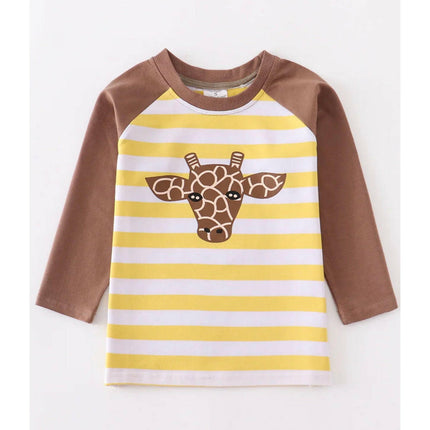 Stripe Giraffe appliqué shirt
