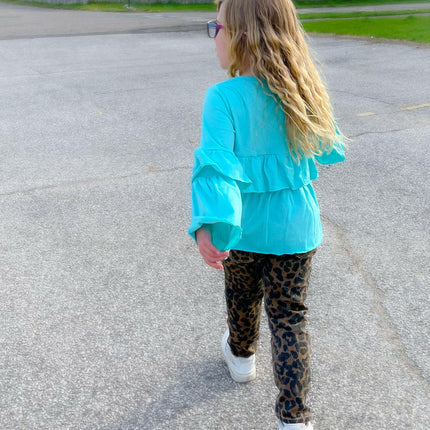 Teal Leopard Denim Set